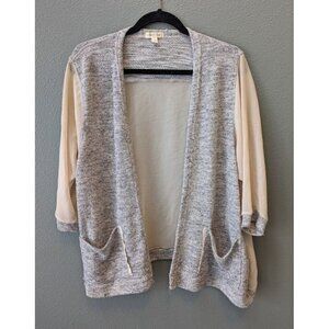 Silence + Noise Urban Outfitters Gray Cream Sheer Cardigan Sweater Size Small